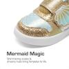 image:imageDREAM PAIRS Toddler Girls Sneakers Sparkly Shiny Lightweight Comfortable Hook and Loop Casual Walking Little Kids ShoesGoldGreen