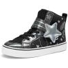 image:imageDREAM PAIRS Girls Sneakers High Top Hook and Loop Sparkly Shiny Comfortable Casual Walking Shoes for ToddlerLittleBig KidsBlack