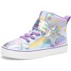 image:imageDREAM PAIRS Girls Sneakers High Top Hook and Loop Sparkly Shiny Comfortable Casual Walking Shoes for ToddlerLittleBig KidsRainbowPurple