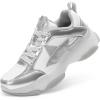 image:imageDREAM PAIRS Girls Sneakers Lace up Lightweight Sparkle StarGlow Breathable Jelly Sole Kids Walking Shoes Casual SportsSilverWhite