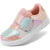 image:imageDREAM PAIRS Toddler Girls Sneakers Sparkly Shiny Lightweight Comfortable Hook and Loop Casual Walking Little Kids ShoesPinkRainbow