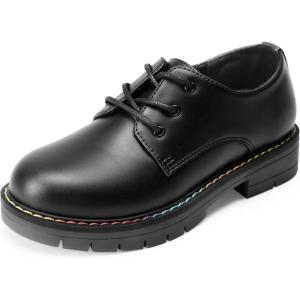 image:imageDREAM PAIRS Boys Girls Dress Shoes Kids Uniform Formal Classic Oxfords Laceup for Toddler Little Big KidBlackpu