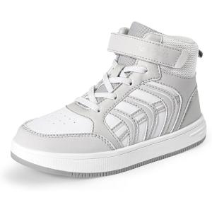 image:imageDREAM PAIRS Boys Girls Sneaker High Top Basketball Shoes Kids LilLegends JuniorFly Jumpers Sports Shoes for Athletic School GymWhiteGray