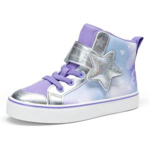 image:imageDREAM PAIRS Girls Sneakers High Top Hook and Loop Sparkly Shiny Comfortable Casual Walking Shoes for ToddlerLittleBig KidsPurpleBlue