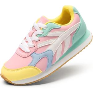 image:imageDREAM PAIRS Girls Sneakers Laceup Tennis Running Casual Footwear LilLegends Lightweight Classic Walking Shoes for LittleBig KidMint GreenPink