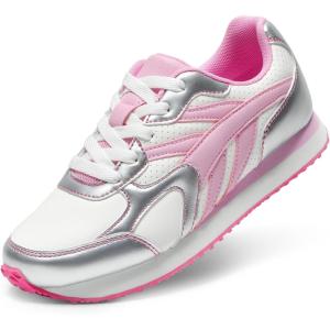 image:imageDREAM PAIRS Girls Sneakers Laceup Tennis Running Casual Footwear LilLegends Lightweight Classic Walking Shoes for LittleBig KidPinkSilver
