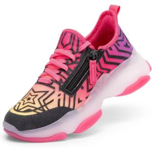 image:imageDREAM PAIRS Kids Girls Sneakers Zipper Casual Shoes Jelly Sole Sports Shoes Lightweight Walking ShoesBlackPink