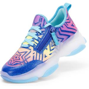 image:imageDREAM PAIRS Kids Girls Sneakers Zipper Casual Shoes Jelly Sole Sports Shoes Lightweight Walking ShoesBlue