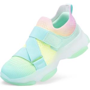 image:imageDREAM PAIRS Kids Sneakers Girls SlipOn Shoes ZStrap Colorful Jelly Sole Walking ShoesRainbowGreen