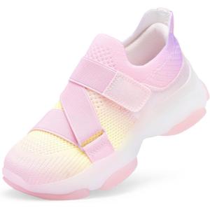 image:imageDREAM PAIRS Kids Sneakers Girls SlipOn Shoes ZStrap Colorful Jelly Sole Walking ShoesRainbowPink