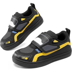 image:imageDREAM PAIRS Toddler Boys Sneakers Little Kids Shoes Fun Cartoon Cute Causal Walking Hook and Loop LightweightBlack