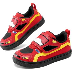 image:imageDREAM PAIRS Toddler Boys Sneakers Little Kids Shoes Fun Cartoon Cute Causal Walking Hook and Loop LightweightRed