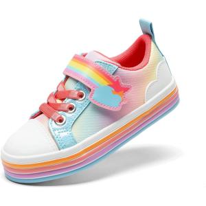 image:imageDREAM PAIRS Toddler Girls Shoes Rainbow Sneakers Casual School Walking Hook and Loop Footwear for ToddlerLittle KidsRainbowBlue