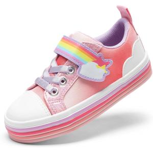 image:imageDREAM PAIRS Toddler Girls Shoes Rainbow Sneakers Casual School Walking Hook and Loop Footwear for ToddlerLittle KidsRainbowPink