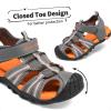 image:imageDREAM PAIRS Boys Girls Outdoor Summer Sport Athletic Sandals for ToddlerLittleBig KidDarkGreyOrange
