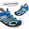 image:imageDREAM PAIRS Boys Girls Outdoor Summer Sport Athletic Sandals for ToddlerLittleBig KidRoyalNeonGreenLightGrey
