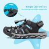 image:imageDREAM PAIRS Boys Girls Summer Outdoor Athletic Sport Sandals Walking Hiking Hook and Loop Adjustable Multicolor for ToddlerLittleBig KidsBlackDarkGrey