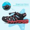 image:imageDREAM PAIRS Boys Girls Summer Outdoor Athletic Sport Sandals Walking Hiking Hook and Loop Adjustable Multicolor for ToddlerLittleBig KidsBlackGreyRed
