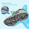 image:imageDREAM PAIRS Boys Girls Summer Outdoor Athletic Sport Sandals Walking Hiking Hook and Loop Adjustable Multicolor for ToddlerLittleBig KidsGreyNeonGreen