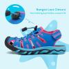 image:imageDREAM PAIRS Boys Girls Summer Outdoor Athletic Sport Sandals Walking Hiking Hook and Loop Adjustable Multicolor for ToddlerLittleBig KidsNavyFuchsiaMint