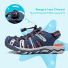 image:imageDREAM PAIRS Boys Girls Summer Outdoor Athletic Sport Sandals Walking Hiking Hook and Loop Adjustable Multicolor for ToddlerLittleBig KidsNavyLightGreyOrange