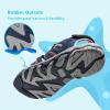 image:imageDREAM PAIRS Boys Girls Summer Outdoor Athletic Sport Sandals Walking Hiking Hook and Loop Adjustable Multicolor for ToddlerLittleBig KidsNavyLightGreyOrange