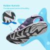 image:imageDREAM PAIRS Boys Girls Summer Outdoor Athletic Sport Sandals Walking Hiking Hook and Loop Adjustable Multicolor for ToddlerLittleBig KidsPurpleLightGrey