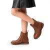 image:imageDREAM PAIRS Girls Ankle Boots with Side Zipper Chelsea Booties Low Heels Girl Fashion Shoes for ToddlerLittle KidBig KidTan