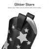 image:imageDREAM PAIRS Girls Cowgirl Boots Mid Calf Glitter Cowboy Western Boots Toddler Girls Star Riding ShoesBlack