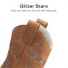 image:imageDREAM PAIRS Girls Cowgirl Boots Mid Calf Glitter Cowboy Western Boots Toddler Girls Star Riding ShoesCamel