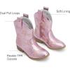 image:imageDREAM PAIRS Girls Cowgirl Boots Mid Calf Glitter Cowboy Western Boots Toddler Girls Star Riding ShoesPink