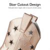image:imageDREAM PAIRS Girls Cowgirl Boots Mid Calf Glitter Cowboy Western Boots Toddler Girls Star Riding ShoesRose Goldholes