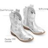 image:imageDREAM PAIRS Girls Cowgirl Boots Mid Calf Glitter Cowboy Western Boots Toddler Girls Star Riding ShoesSilver