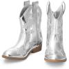 image:imageDREAM PAIRS Girls Cowgirl Boots Mid Calf Glitter Cowboy Western Boots Toddler Girls Star Riding ShoesSilver