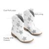 image:imageDREAM PAIRS Girls Cowgirl Boots Mid Calf Glitter Cowboy Western Boots Toddler Girls Star Riding ShoesWhite