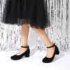 image:imageDREAM PAIRS Girls Dress Shoes Chunky High Heels Ankle Strap Party Wedding Princess Pump for Little Big KidBlack