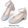 image:imageDREAM PAIRS Girls Dress Shoes Chunky High Heels Ankle Strap Party Wedding Princess Pump for Little Big KidSilver