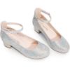 image:imageDREAM PAIRS Girls Dress Shoes Chunky High Heels Ankle Strap Party Wedding Princess Pump for Little Big KidSilver