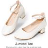 image:imageDREAM PAIRS Girls Dress Shoes Chunky High Heels Ankle Strap Party Wedding Princess Pump for Little Big KidWhite