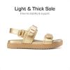 image:imageDREAM PAIRS Girls Sandals Casual Open Toe Two Adjustable Strapped Sandals with Hook and Loop for Little KidBig KidGold