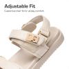 image:imageDREAM PAIRS Girls Sandals Casual Open Toe Two Adjustable Strapped Sandals with Hook and Loop for Little KidBig KidNude