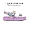image:imageDREAM PAIRS Girls Sandals Casual Open Toe Two Adjustable Strapped Sandals with Hook and Loop for Little KidBig KidRainbow