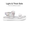 image:imageDREAM PAIRS Girls Sandals Casual Open Toe Two Adjustable Strapped Sandals with Hook and Loop for Little KidBig KidSliver