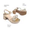 image:imageDREAM PAIRS Girls Sandals Open Toe Low Block Chunky Heels Sandals Bow Flower Party Dress Pumps Shoes for Little Big KidGoldglitter