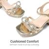 image:imageDREAM PAIRS Girls Sandals Open Toe Low Block Chunky Heels Sandals Bow Flower Party Dress Pumps Shoes for Little Big KidGoldmetallic