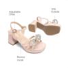 image:imageDREAM PAIRS Girls Sandals Open Toe Low Block Chunky Heels Sandals Bow Flower Party Dress Pumps Shoes for Little Big KidPink