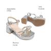 image:imageDREAM PAIRS Girls Sandals Open Toe Low Block Chunky Heels Sandals Bow Flower Party Dress Pumps Shoes for Little Big KidSilver