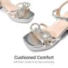 image:imageDREAM PAIRS Girls Sandals Open Toe Low Block Chunky Heels Sandals Bow Flower Party Dress Pumps Shoes for Little Big KidSilver