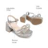 image:imageDREAM PAIRS Girls Sandals Open Toe Low Block Chunky Heels Sandals Bow Flower Party Dress Pumps Shoes for Little Big KidSilvermetallic
