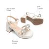 image:imageDREAM PAIRS Girls Sandals Open Toe Low Block Chunky Heels Sandals Bow Flower Party Dress Pumps Shoes for Little Big KidWhite